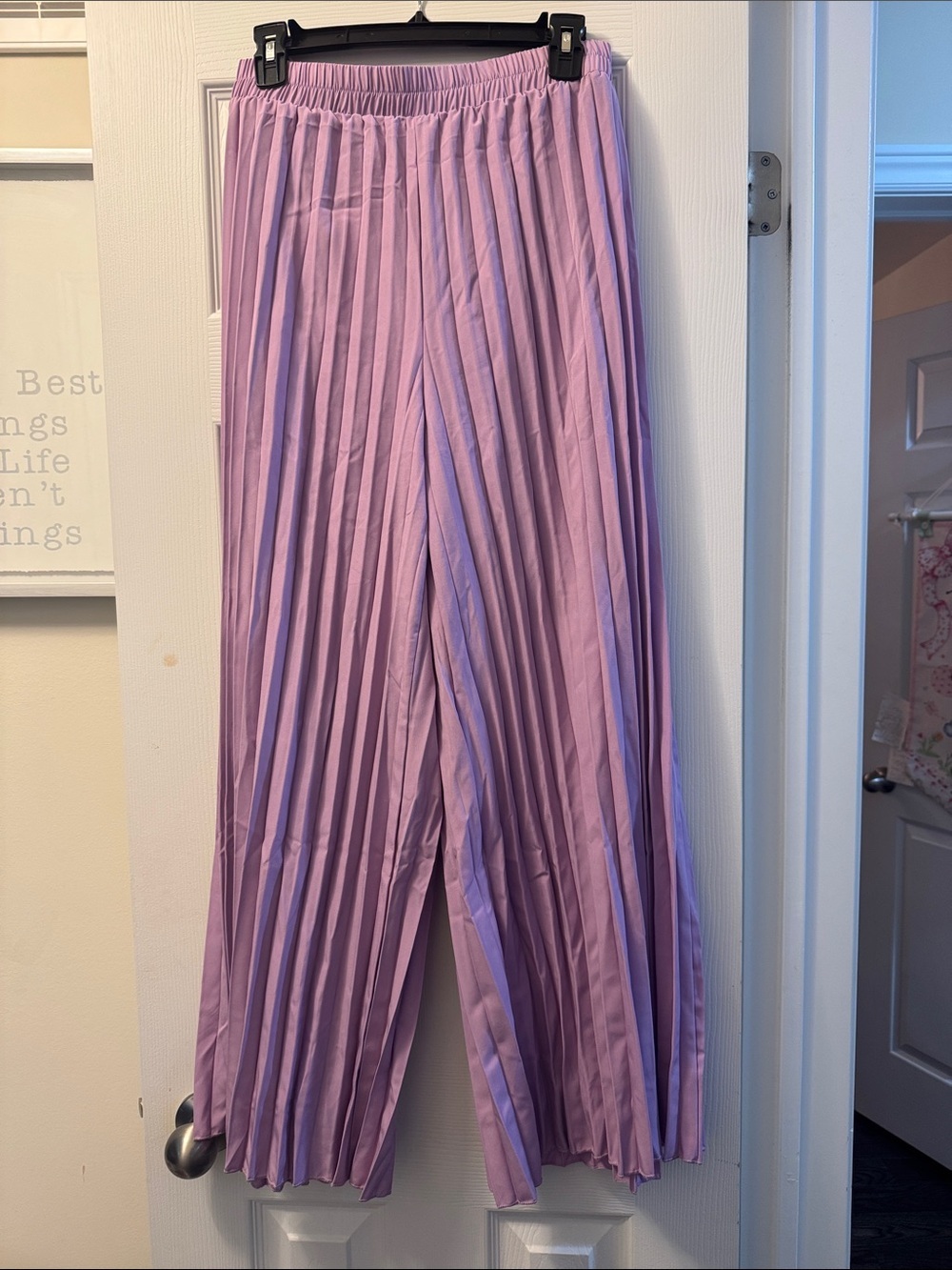 Lavender Pleated Wide-Leg Pants